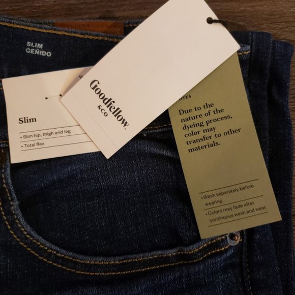 NEW! Goodfellow Slim Casey Knee Slits Blue Jeans - Picture 2 of 3
